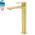 Tall Round Basin Mixer Bathroom Vanity Faucet Lever Handle - Brushed Gold