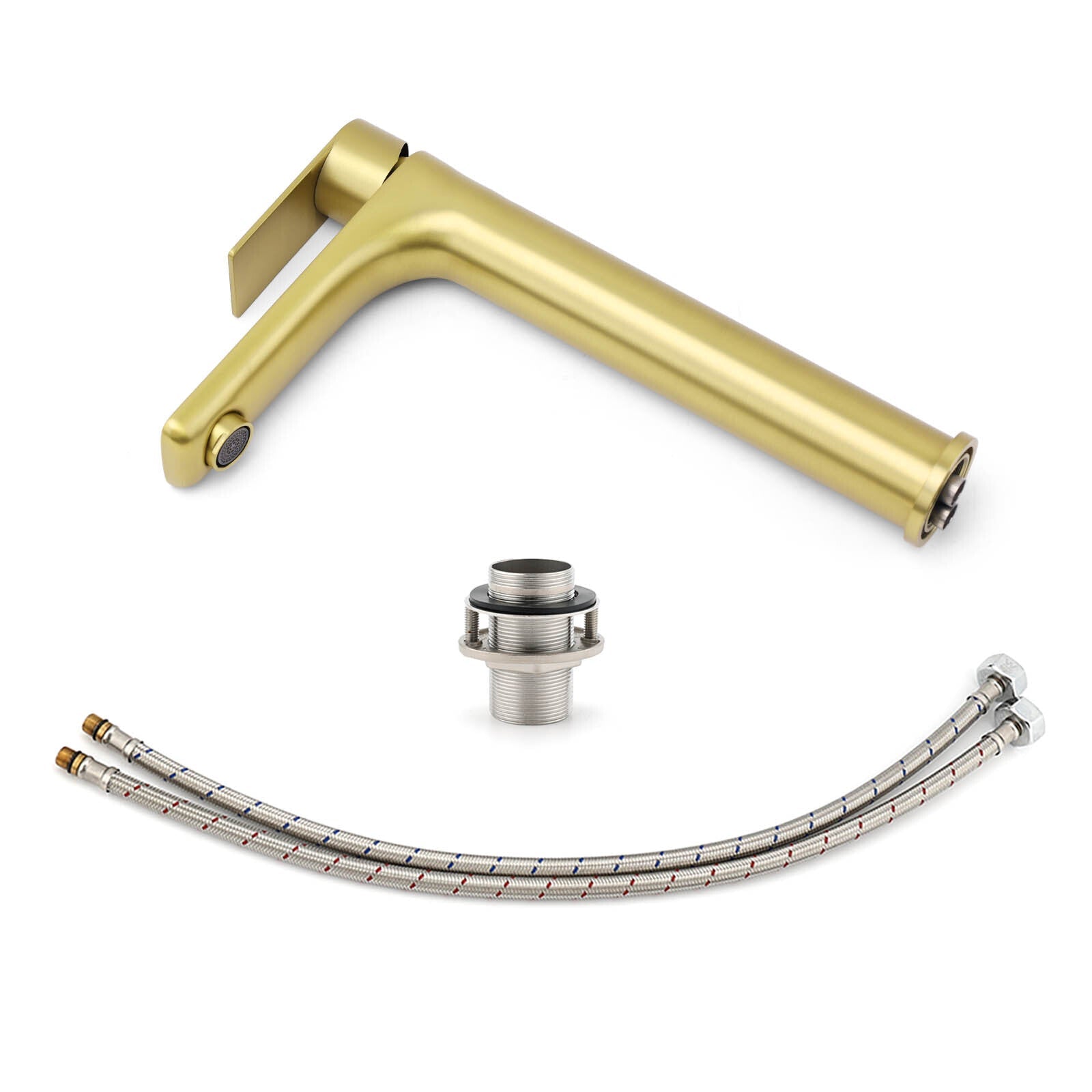 WELS Brushed Gold Round Tall Basin Mixer Bathroom Vanity Faucet Tap Lever Handle - Furniture > Bathroom > Shower Heads & Screens - Rivercity House & Home Co. (ABN 18 642 972 209) - Affordable Modern Furniture Australia