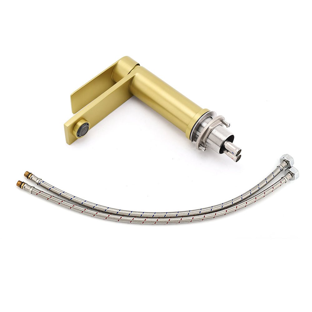 WELS Brushed Gold Short Square Basin Mixer Vanity Sink Faucet Spout Laundry Tap - Furniture > Bathroom > Shower Heads & Screens - Rivercity House & Home Co. (ABN 18 642 972 209) - Affordable Modern Furniture Australia