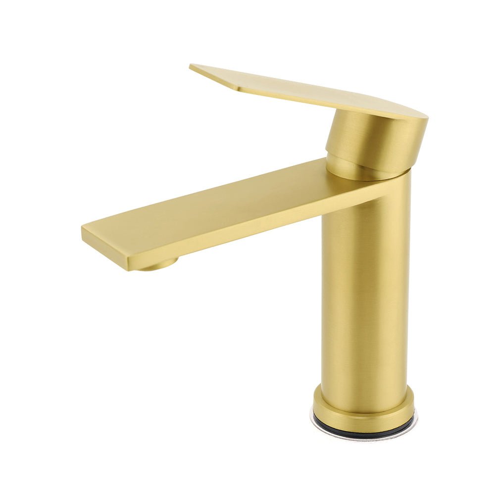 WELS Brushed Gold Short Square Basin Mixer Vanity Sink Faucet Spout Laundry Tap - Furniture > Bathroom > Shower Heads & Screens - Rivercity House & Home Co. (ABN 18 642 972 209) - Affordable Modern Furniture Australia