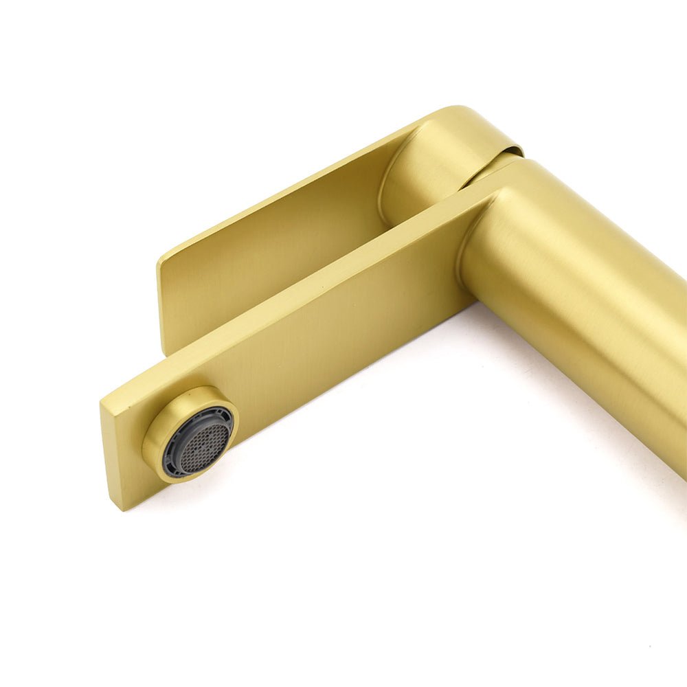 WELS Brushed Gold Short Square Basin Mixer Vanity Sink Faucet Spout Laundry Tap - Furniture > Bathroom > Shower Heads & Screens - Rivercity House & Home Co. (ABN 18 642 972 209) - Affordable Modern Furniture Australia