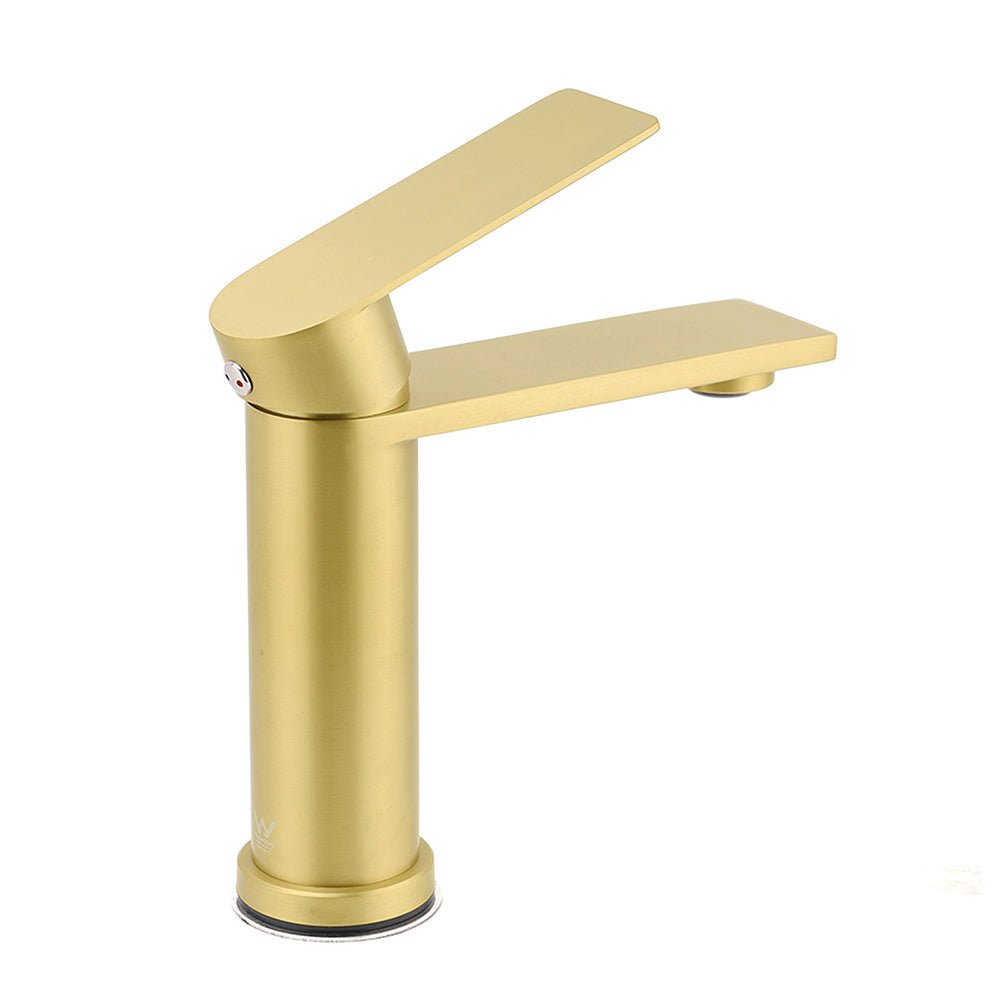 WELS Brushed Gold Short Square Basin Mixer Vanity Sink Faucet Spout Laundry Tap - Furniture > Bathroom > Shower Heads & Screens - Rivercity House & Home Co. (ABN 18 642 972 209) - Affordable Modern Furniture Australia