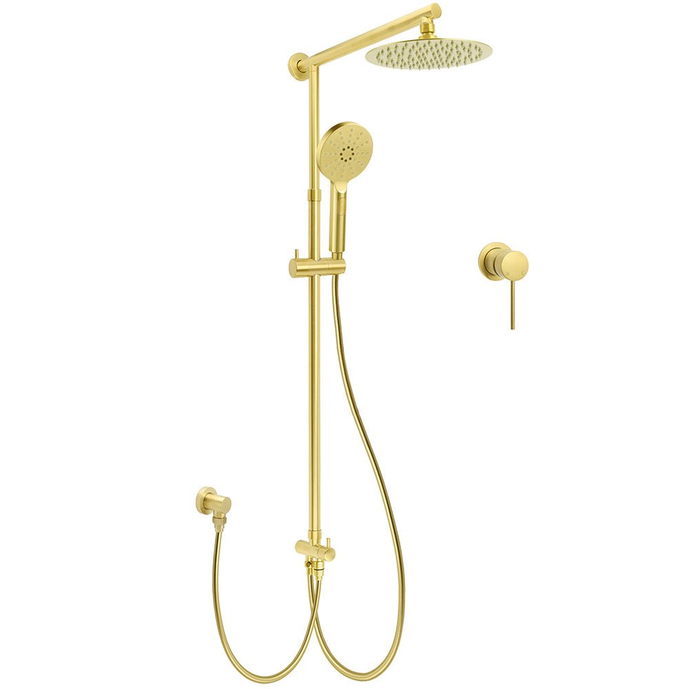 WELS Brushed Gold Shower 8" Round Head 3 Mode Handheld Rose Sliding Rail Mixer Dual Set - Furniture > Bathroom > Shower Heads & Screens - Rivercity House & Home Co. (ABN 18 642 972 209) - Affordable Modern Furniture Australia