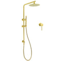 8" Round Brushed Gold Shower Set with Handheld, Sliding Rail & Mixer - Brushed Gold