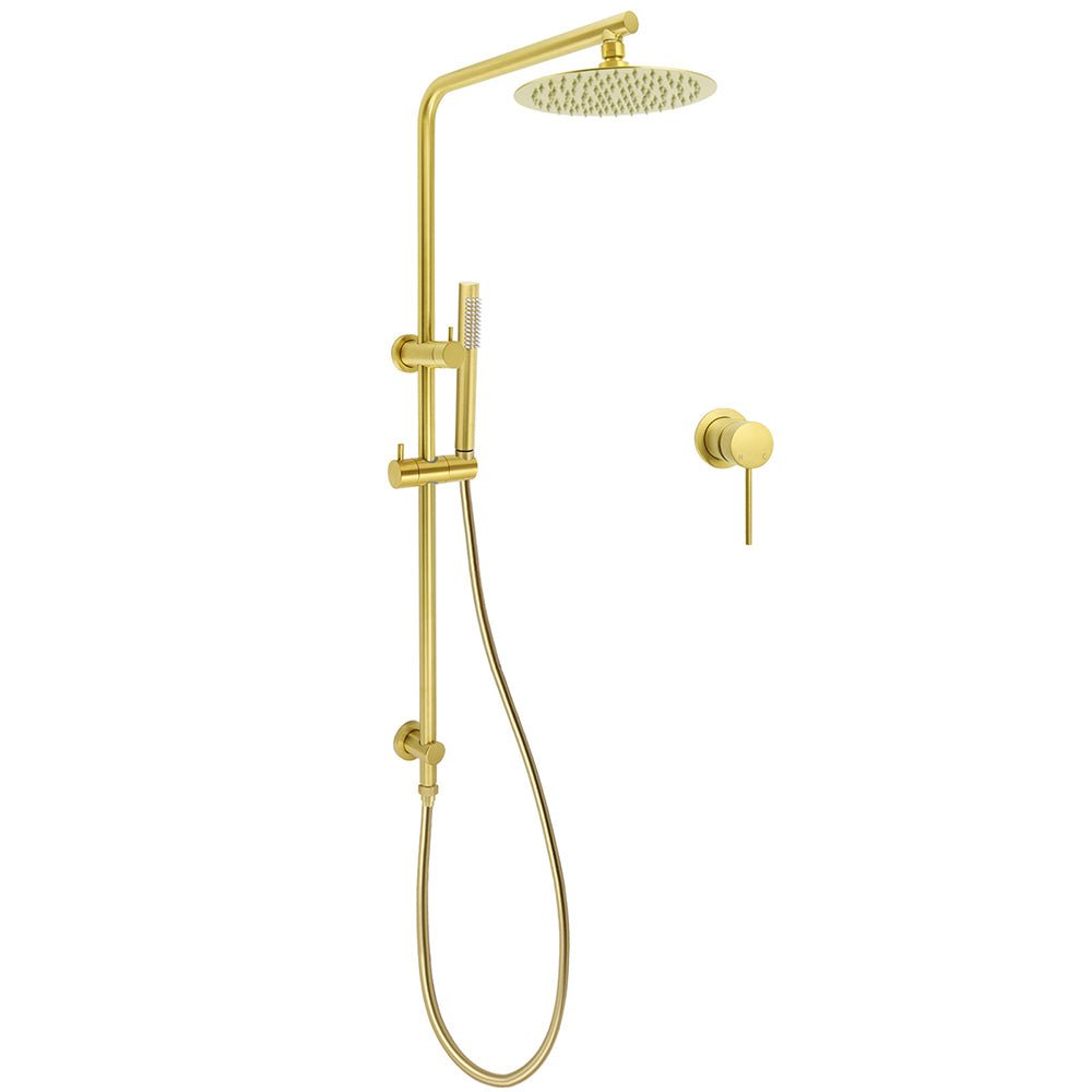 WELS Brushed Gold Shower Set 8" Round Head One Mode Handheld Sliding Rail Arm Small face Mixer - Furniture > Bathroom > Shower Heads & Screens - Rivercity House & Home Co. (ABN 18 642 972 209) - Affordable Modern Furniture Australia