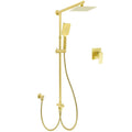 8" Brushed Gold Square Rain Shower Head 3-Mode Handheld Sliding Rail Dual Mixer Set - Brushed Gold