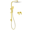 12" Brushed Gold Square Rain Shower Head with 3-Mode Handheld & Slide Rail 2-in-1 Tap Set - Brushed Gold