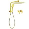 12" Twin Shower Set with Rain Head, Handheld, Diverter & Wall Arm - Brushed Gold