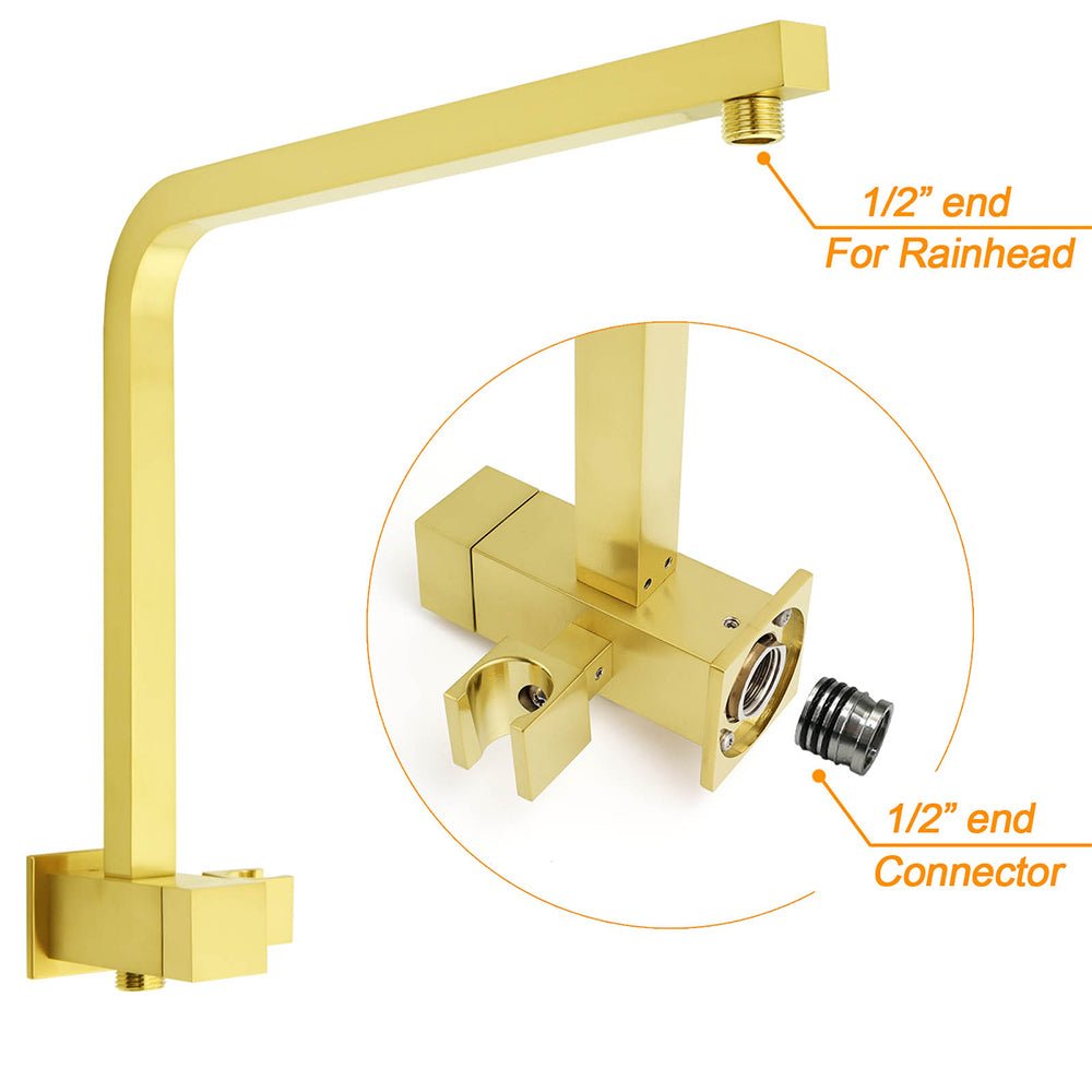 WELS Brushed Gold Twin Shower 8" Rain Head Handheld Diverter Wall Arm Square Mixer - Furniture > Bathroom > Shower Heads & Screens - Rivercity House & Home Co. (ABN 18 642 972 209) - Affordable Modern Furniture Australia