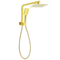 KYLINS Brushed Gold 8" Twin Rain & Handheld Shower Set with Diverter Wall Arm - Brushed Gold