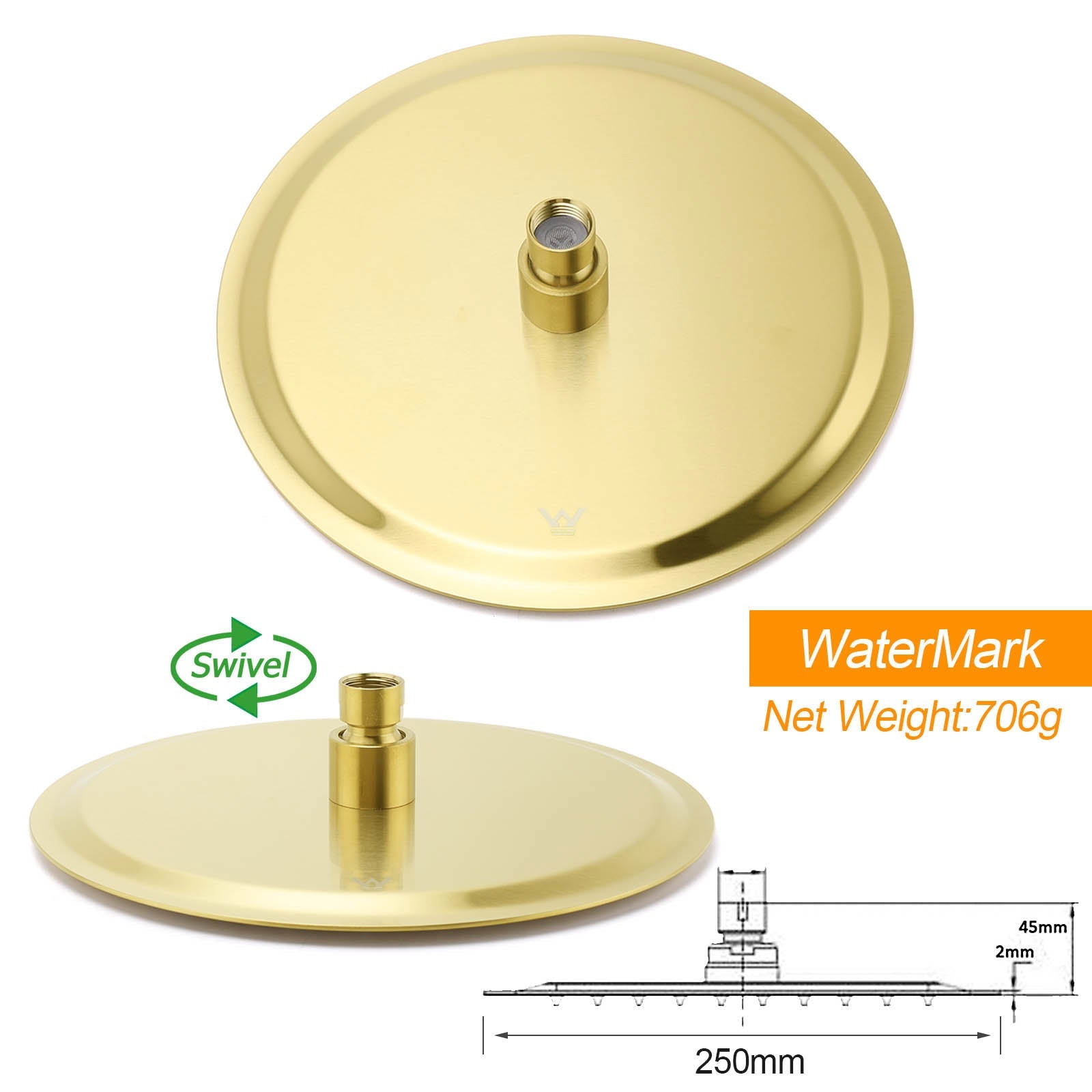 WELS Brushed Gold Twin Shower Handset Combo Set Outdoor Washing 10" Head 316 SUS - Furniture > Bathroom > Shower Heads & Screens - Rivercity House & Home Co. (ABN 18 642 972 209) - Affordable Modern Furniture Australia