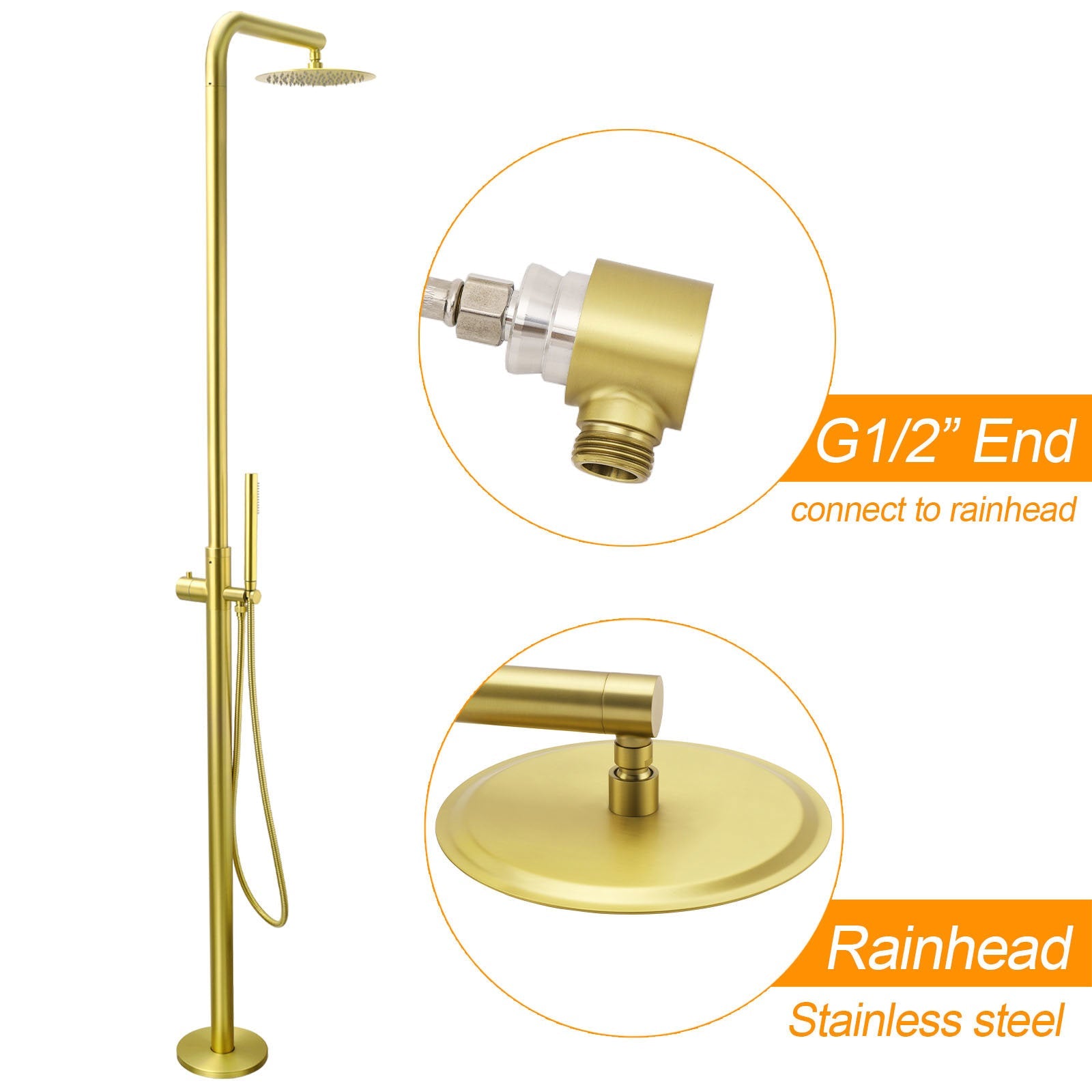 WELS Brushed Gold Twin Shower Handset Combo Set Outdoor Washing 10" Head 316 SUS - Furniture > Bathroom > Shower Heads & Screens - Rivercity House & Home Co. (ABN 18 642 972 209) - Affordable Modern Furniture Australia