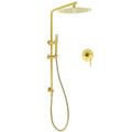 Brushed Gold 12" Twin Large Round Rain Shower Head with Handheld, Slide Rail, Arm Mixer - Gold