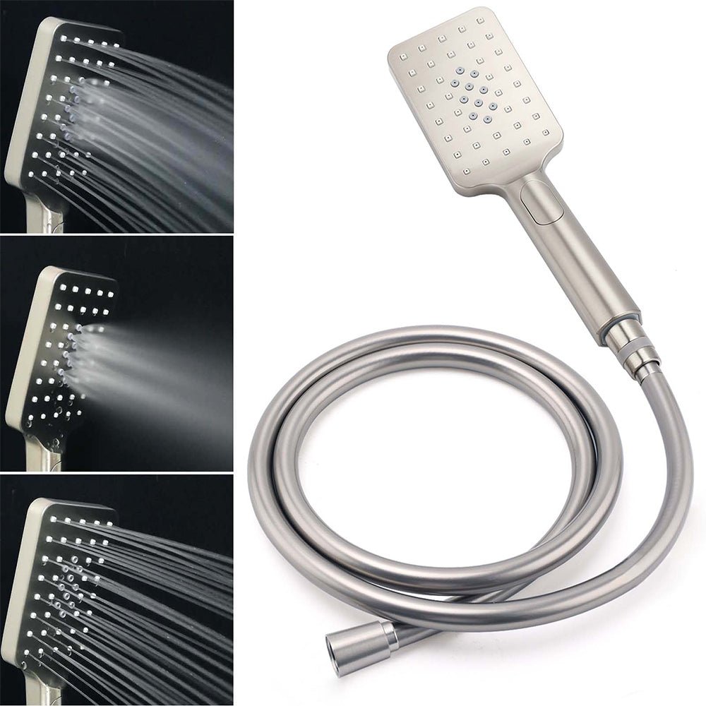 WELS Brushed Nickel 12" Rain Head Shower Square 3 Modes Handheld Sliding Rail Arm Mixer Dual Set - Furniture > Bathroom > Shower Heads & Screens - Rivercity House & Home Co. (ABN 18 642 972 209) - Affordable Modern Furniture Australia