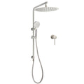2-in-1 Brushed Nickel Shower Set with 12" Round Rainfall Head, Handheld & Mixer - Brushed Nickel