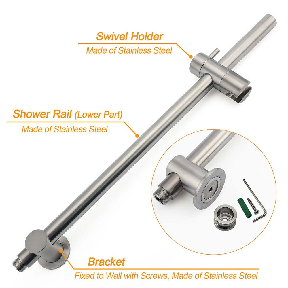 WELS Brushed Nickel 2in1 Shower Set Sliding Rail Arm 8" Round Head Metal Handheld Small Face Mixer - Furniture > Bathroom > Shower Heads & Screens - Rivercity House & Home Co. (ABN 18 642 972 209) - Affordable Modern Furniture Australia