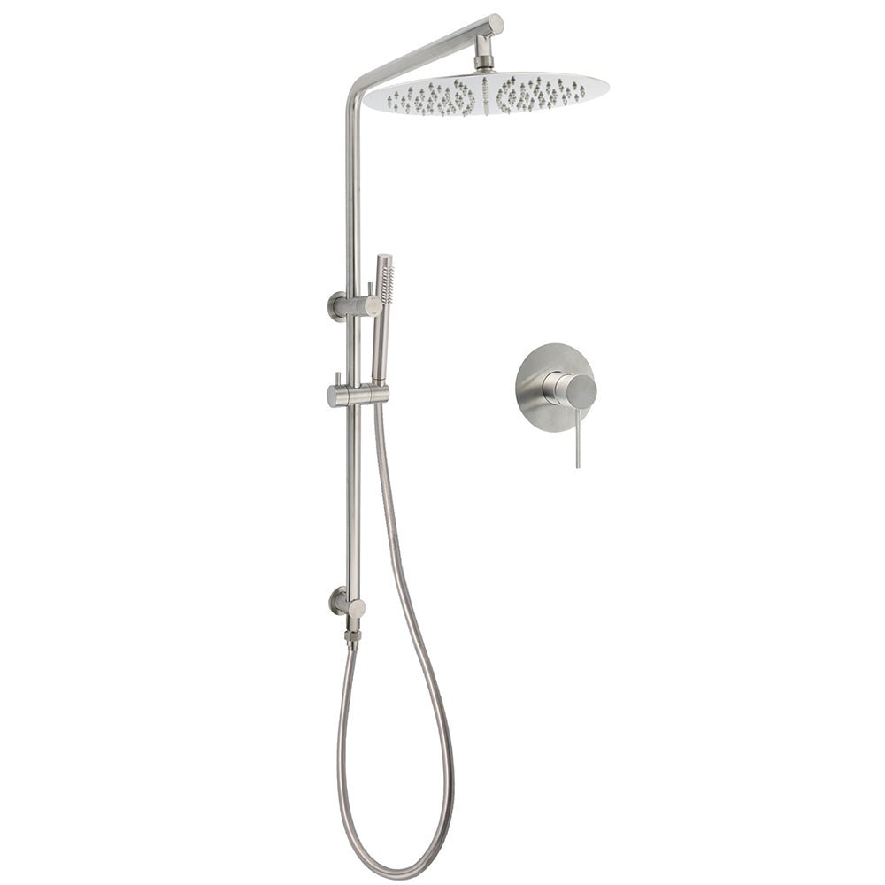 WELS Brushed Nickel 2in1 Shower Set Sliding Rail Arm Large 12" Round Head Handheld Mixer - Furniture > Bathroom > Shower Heads & Screens - Rivercity House & Home Co. (ABN 18 642 972 209) - Affordable Modern Furniture Australia