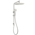 Brushed Nickel 12" Round Dual Shower Set with Sliding Rail & 2-Way Diverter - Brushed Nickel