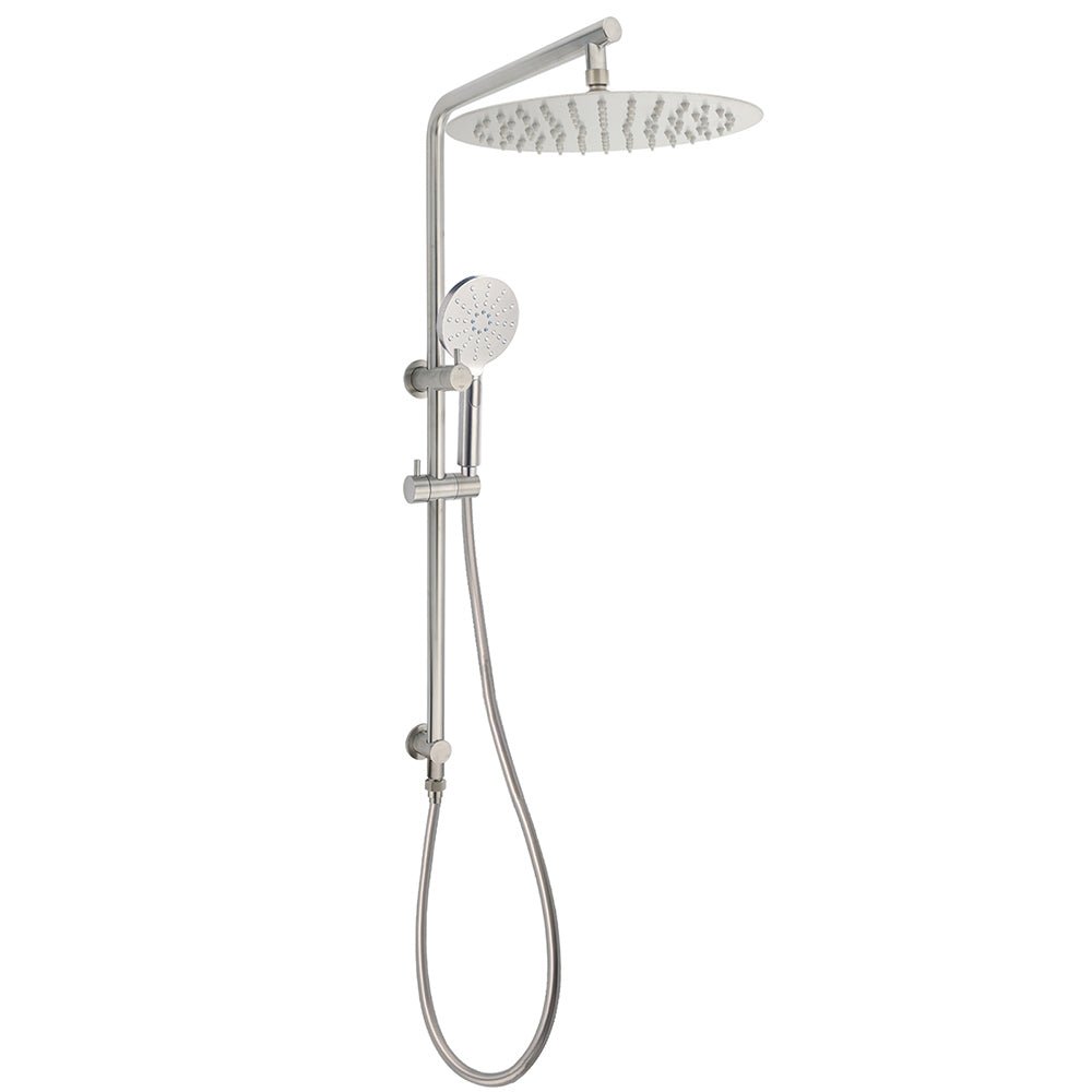 WELS Brushed Nickel Dual Shower Set Sliding Rail Arm 12" Round Head Handheld 2 Way Diverter - Furniture > Bathroom > Shower Heads & Screens - Rivercity House & Home Co. (ABN 18 642 972 209) - Affordable Modern Furniture Australia