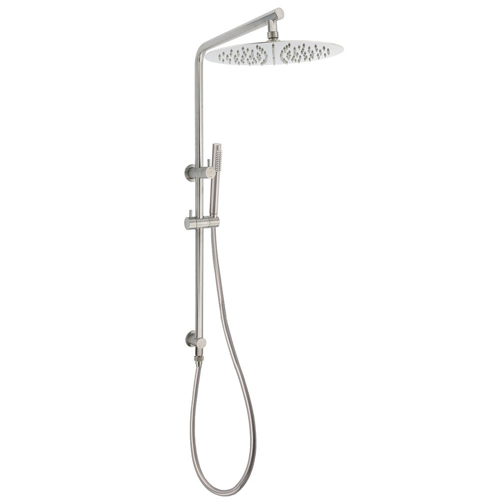 WELS Brushed Nickel Dual Shower Set Sliding Rail Arm 12" Round Head Handheld Rose Combo - Furniture > Bathroom > Shower Heads & Screens - Rivercity House & Home Co. (ABN 18 642 972 209) - Affordable Modern Furniture Australia
