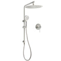 12" Round Dual Shower Set with Sliding Rail & Wall Mixer - Brushed Nickel