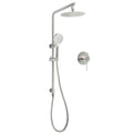 Brushed Nickel 8" Round Dual Shower Set with Sliding Rail and Handheld Mixer