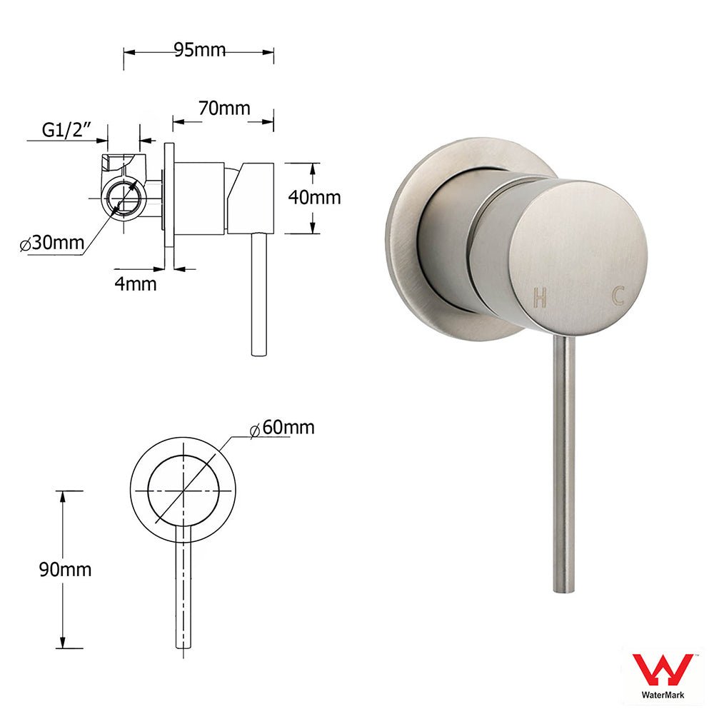 WELS Brushed Nickel Dual Shower Set Sliding Rail Arm Large 12" Round Head Handheld Small Face Mixer - Furniture > Bathroom > Shower Heads & Screens - Rivercity House & Home Co. (ABN 18 642 972 209) - Affordable Modern Furniture Australia