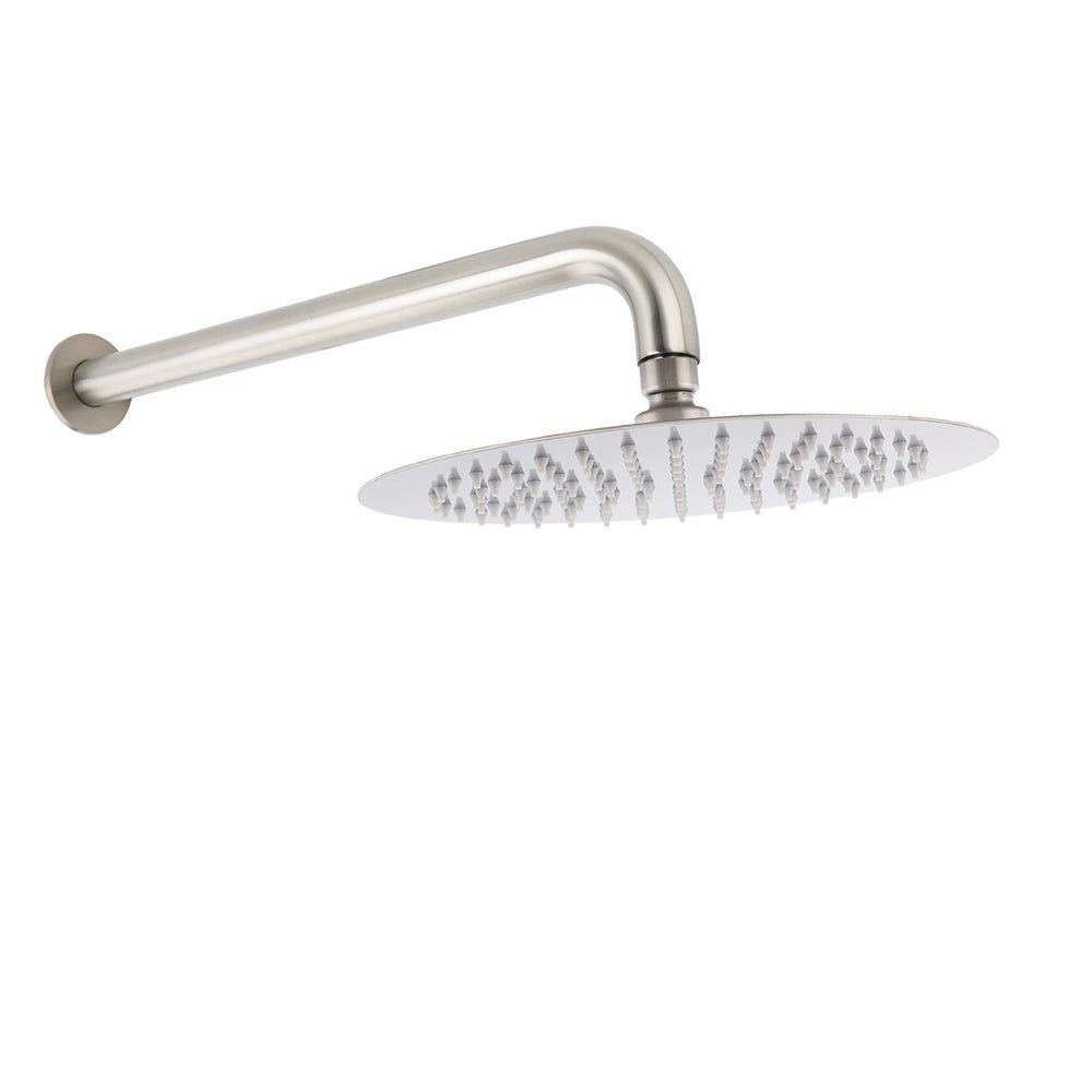 WELS Brushed Nickel Round 10" Rain Shower Head Straight Wall Mount Arm Mixer Set - Furniture > Bathroom > Shower Heads & Screens - Rivercity House & Home Co. (ABN 18 642 972 209) - Affordable Modern Furniture Australia