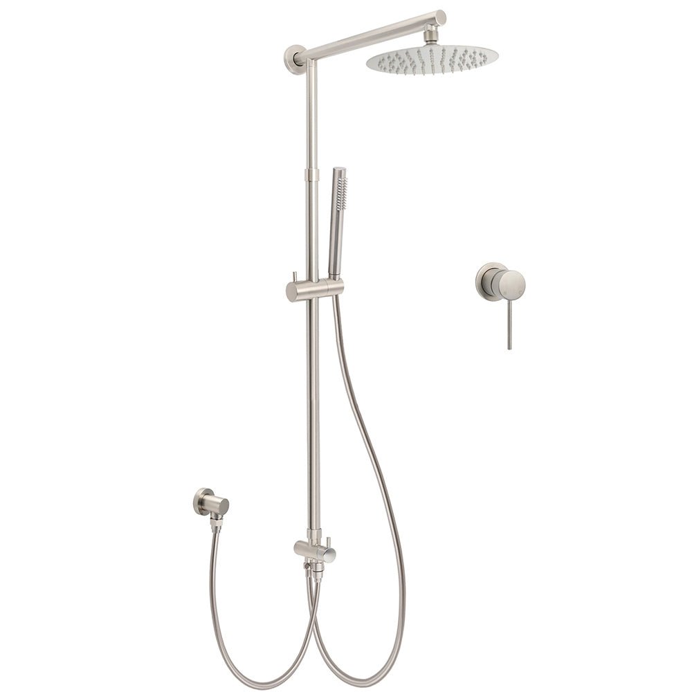 WELS Brushed Nickel Round 8" Rain Head Shower 1 Mode Handheld Sliding Rail Mixer 2in1 Set - Furniture > Bathroom > Shower Heads & Screens - Rivercity House & Home Co. (ABN 18 642 972 209) - Affordable Modern Furniture Australia