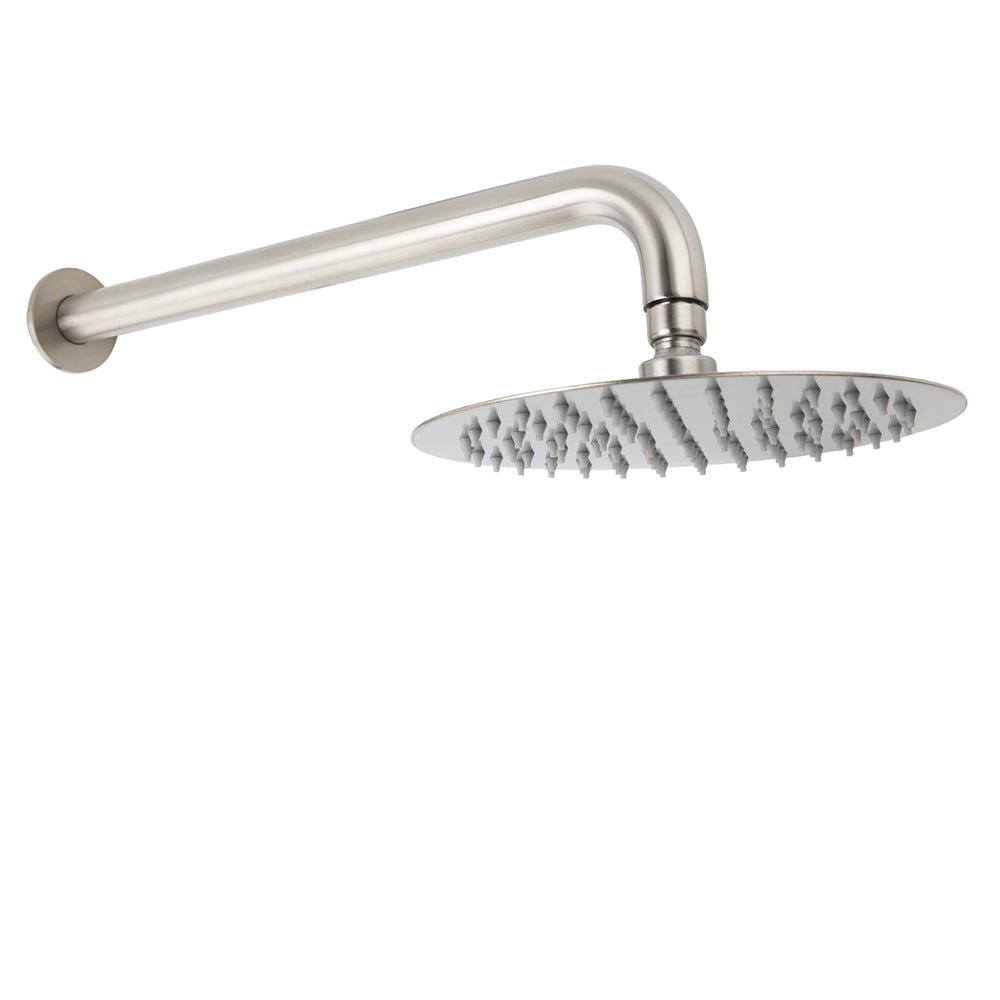 WELS Brushed Nickel Round 8" Rain Shower Head Straight Wall Mount Arm Mixer Set - Furniture > Bathroom > Shower Heads & Screens - Rivercity House & Home Co. (ABN 18 642 972 209) - Affordable Modern Furniture Australia