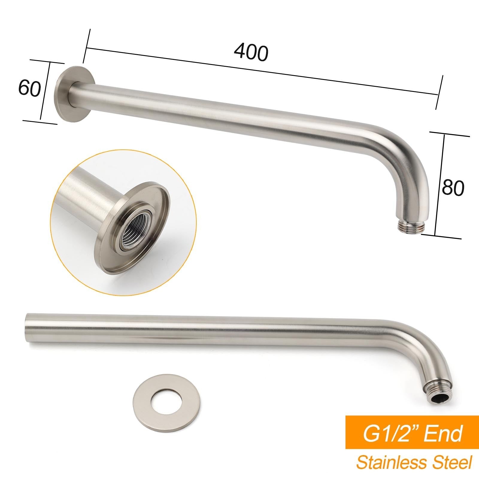 WELS Brushed Nickel Round 8" Rain Shower Head Straight Wall Mount Arm Mixer Set - Furniture > Bathroom > Shower Heads & Screens - Rivercity House & Home Co. (ABN 18 642 972 209) - Affordable Modern Furniture Australia