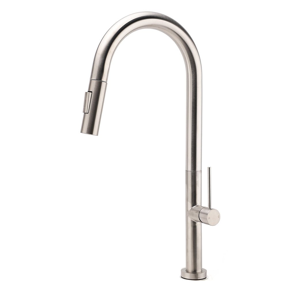 WELS Brushed Nickel Round Pull Out 2 Modes Spout Kitchen Sink Tap Laundry Mixer - Furniture > Bathroom > Shower Heads & Screens - Rivercity House & Home Co. (ABN 18 642 972 209) - Affordable Modern Furniture Australia