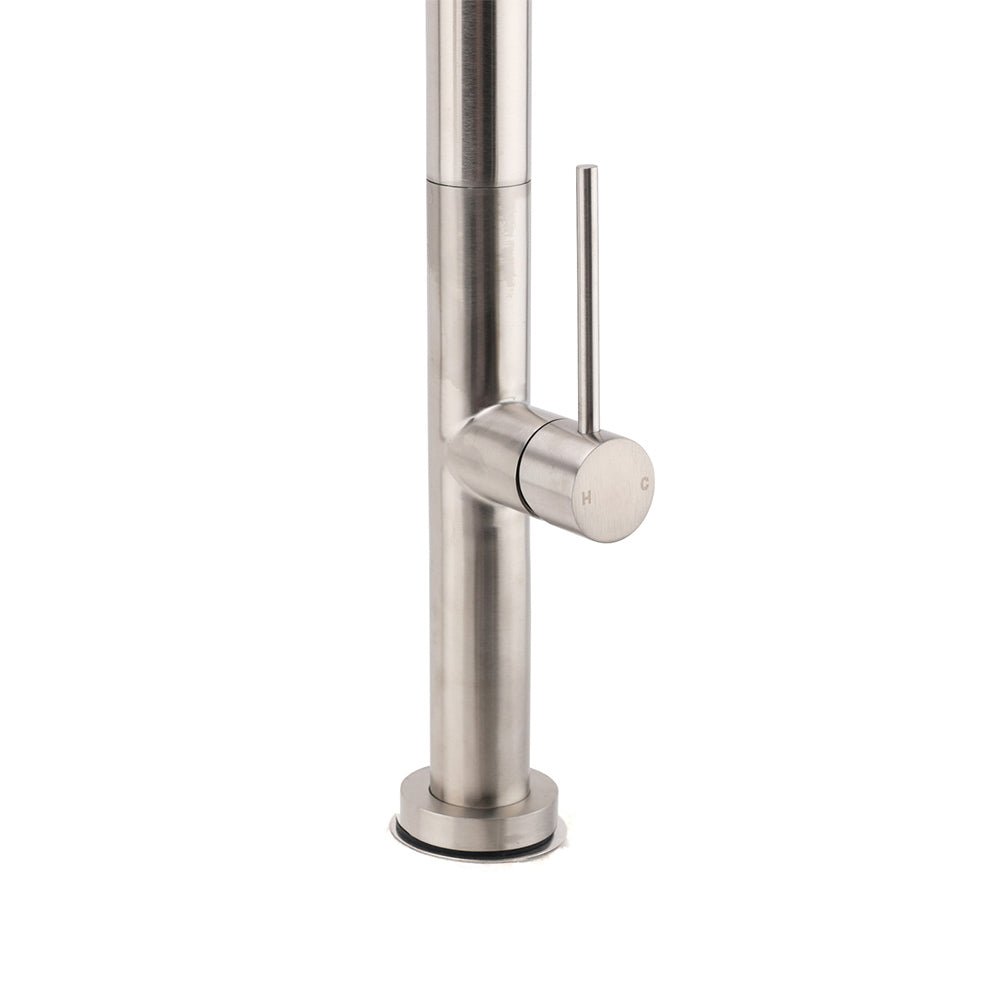 WELS Brushed Nickel Round Pull Out 2 Modes Spout Kitchen Sink Tap Laundry Mixer - Furniture > Bathroom > Shower Heads & Screens - Rivercity House & Home Co. (ABN 18 642 972 209) - Affordable Modern Furniture Australia