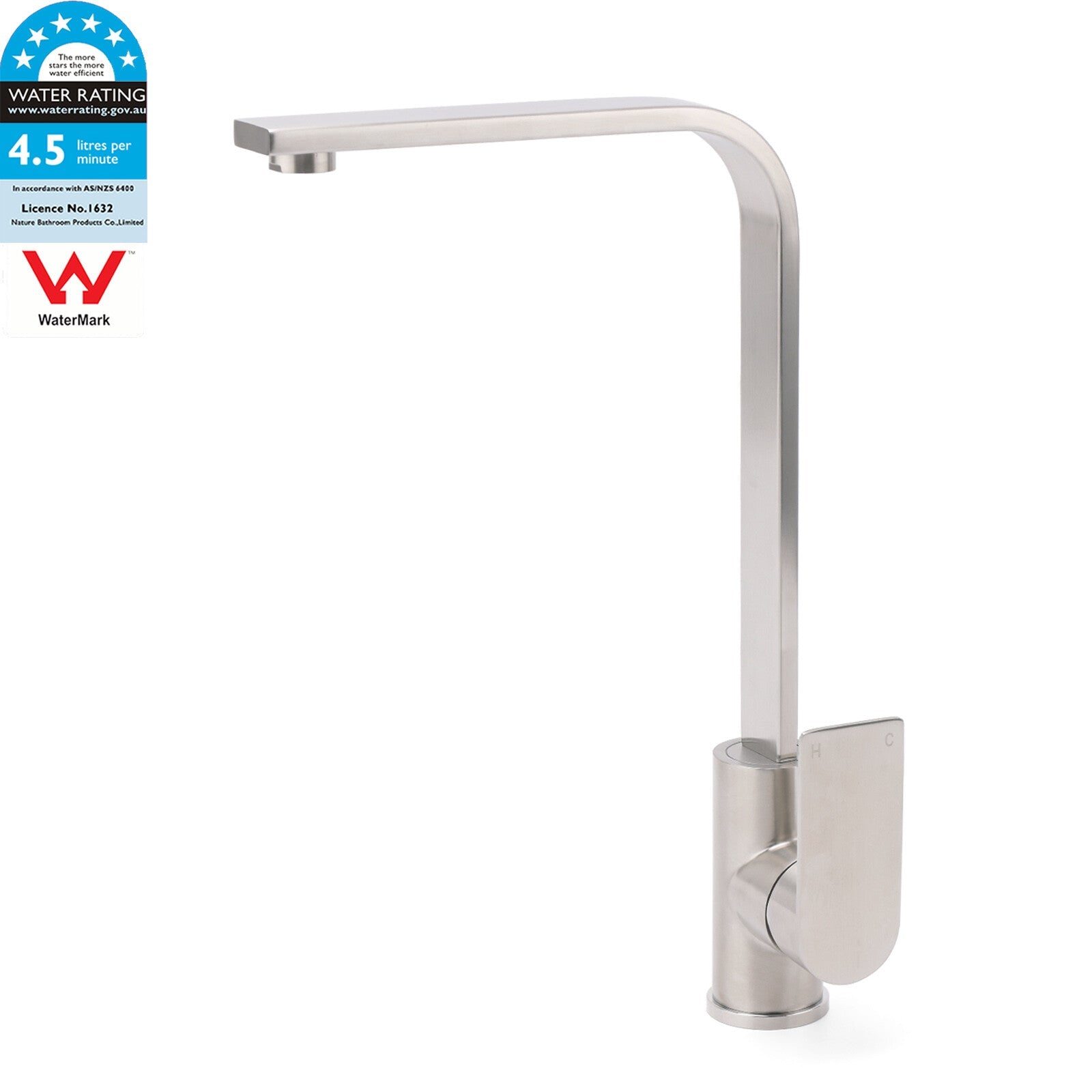 WELS Brushed Nickel Square Kitchen Sink Laundry Mixer 360º Swivel Faucet Tapware - Furniture > Bathroom > Shower Heads & Screens - Rivercity House & Home Co. (ABN 18 642 972 209) - Affordable Modern Furniture Australia