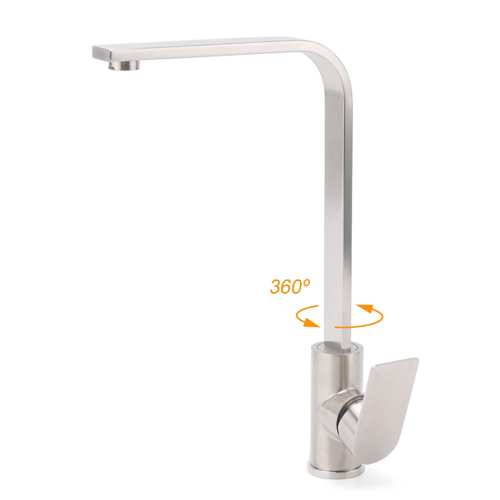 WELS Brushed Nickel Square Kitchen Sink Laundry Mixer 360º Swivel Faucet Tapware - Furniture > Bathroom > Shower Heads & Screens - Rivercity House & Home Co. (ABN 18 642 972 209) - Affordable Modern Furniture Australia