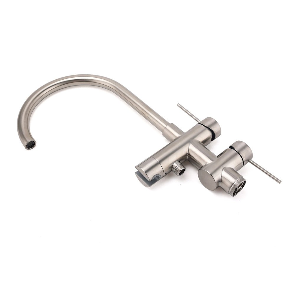 WELS Brushed Nickel Stainless Steel Free Standing Mixer Faucet Tap Spout Handset - Furniture > Bathroom > Shower Heads & Screens - Rivercity House & Home Co. (ABN 18 642 972 209) - Affordable Modern Furniture Australia