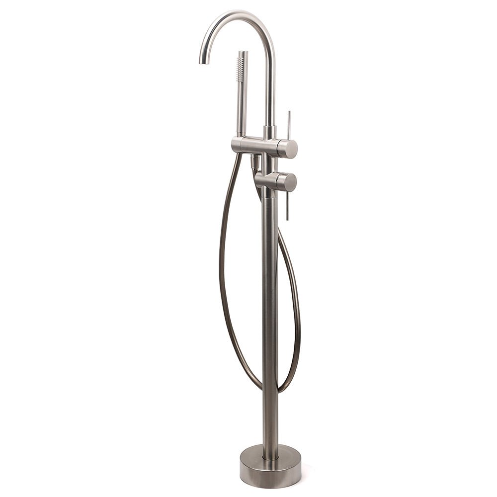 WELS Brushed Nickel Stainless Steel Free Standing Mixer Faucet Tap Spout Handset - Furniture > Bathroom > Shower Heads & Screens - Rivercity House & Home Co. (ABN 18 642 972 209) - Affordable Modern Furniture Australia