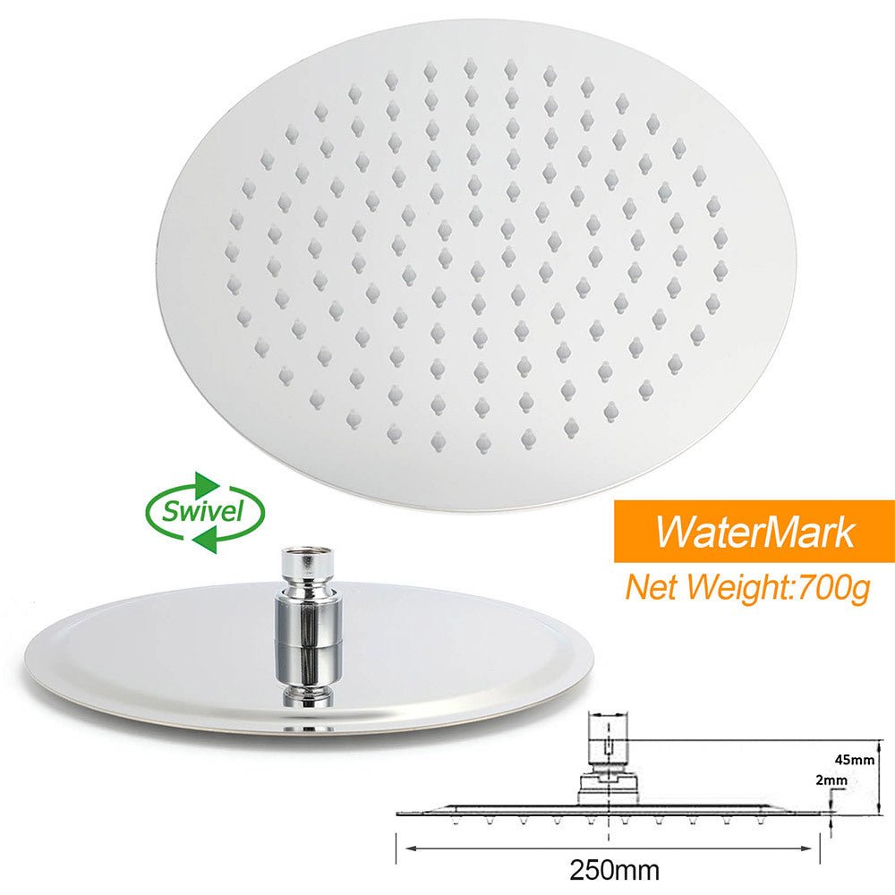WELS Chrome 10" Rain Shower Head Round Handheld Sliding Rail Diverter Arm Twin Set Mixer - Furniture > Bathroom > Shower Heads & Screens - Rivercity House & Home Co. (ABN 18 642 972 209) - Affordable Modern Furniture Australia