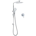 10" Round Chrome Rain Shower Head Handheld Sliding Rail Twin Mixer Set - Chrome