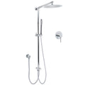 KYLINS 10" Round Rain Handheld Double Shower Head with Sliding Rail & Wall Mixer Valve - Chrome