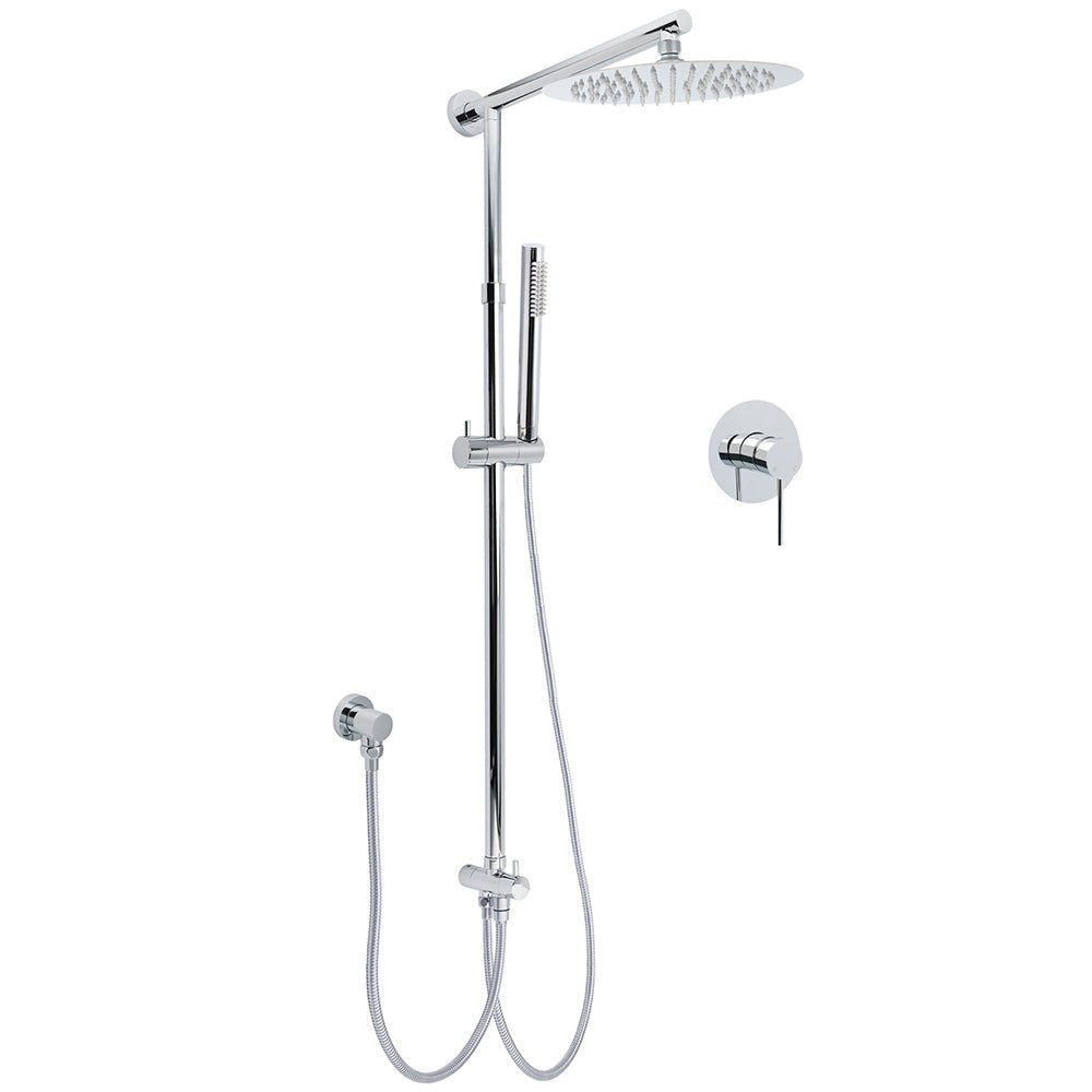 WELS Chrome 10" Round Rain Handheld Double Shower Head Arm Sliding Rail Wall Mixer Valve - Furniture > Bathroom > Shower Heads & Screens - Rivercity House & Home Co. (ABN 18 642 972 209) - Affordable Modern Furniture Australia