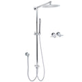 Chrome 10" Round Rain Twin Handheld Shower Head with Sliding Rail and Double Tap Control - Chrome