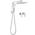 Chrome 10" Square 2in1 Rain Shower Head with Handheld Spray, Diverter, Wall Arm & Taps Set - Chrome