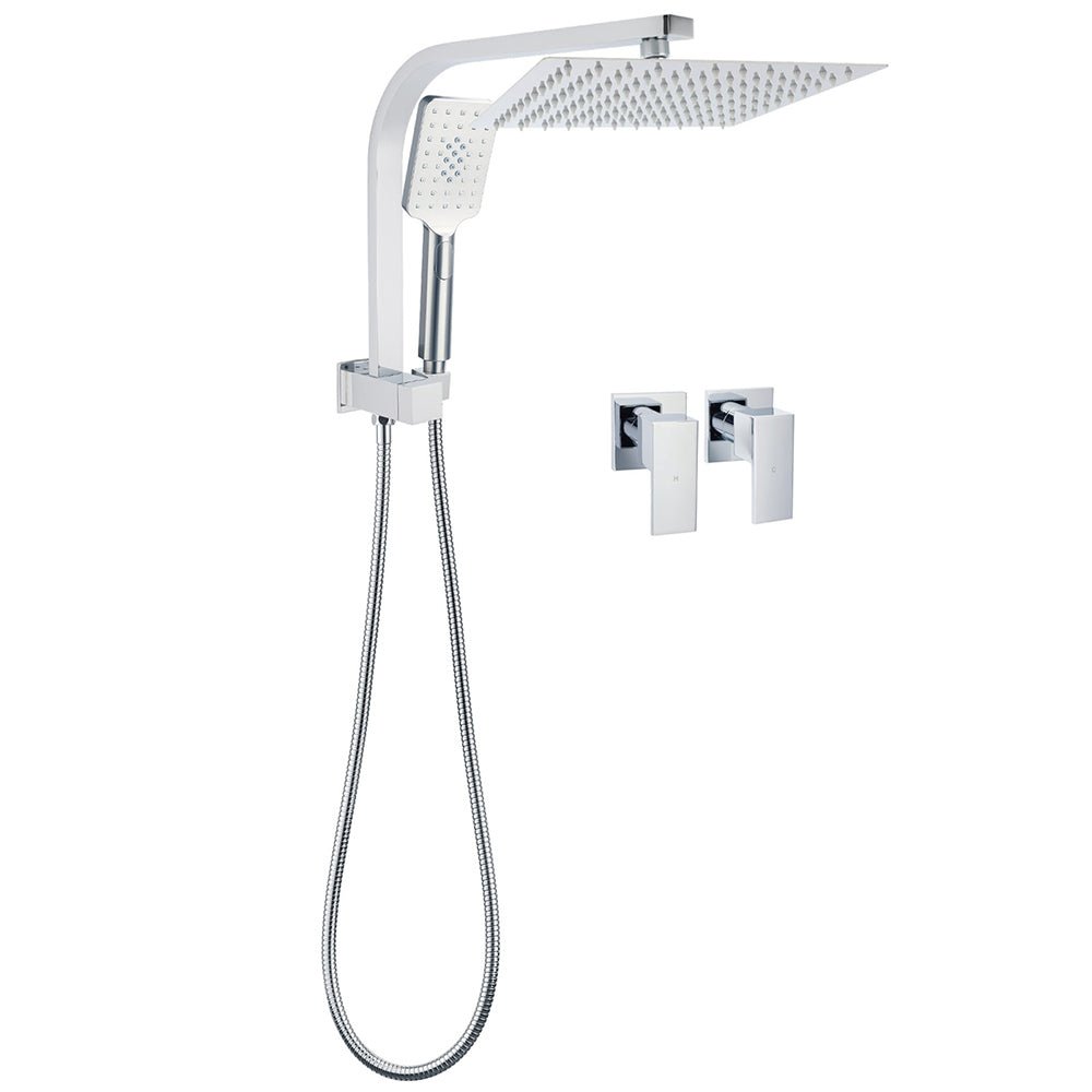 WELS Chrome 2in1 10" Square Rain Shower Head Handheld Spray Diverter Wall Arm Taps Set - Furniture > Bathroom > Shower Heads & Screens - Rivercity House & Home Co. (ABN 18 642 972 209) - Affordable Modern Furniture Australia