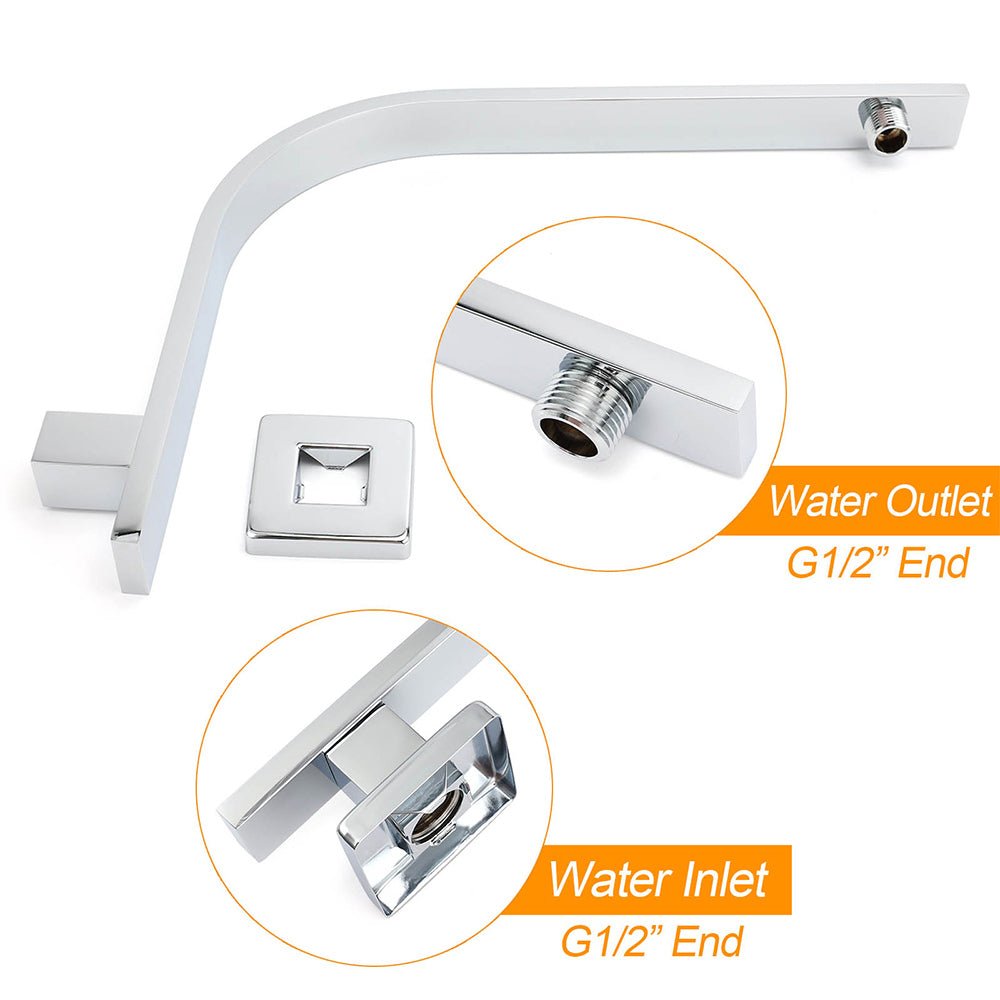 WELS Chrome 8" 200mm SUS Square Rainfall Shower Head Brass Gooseneck Wall Arm Set - Furniture > Bathroom > Shower Heads & Screens - Rivercity House & Home Co. (ABN 18 642 972 209) - Affordable Modern Furniture Australia