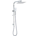 Chrome 10" Dual Square Rainfall Shower Set with 3-Mode Handheld & Sliding Rail - Chrome