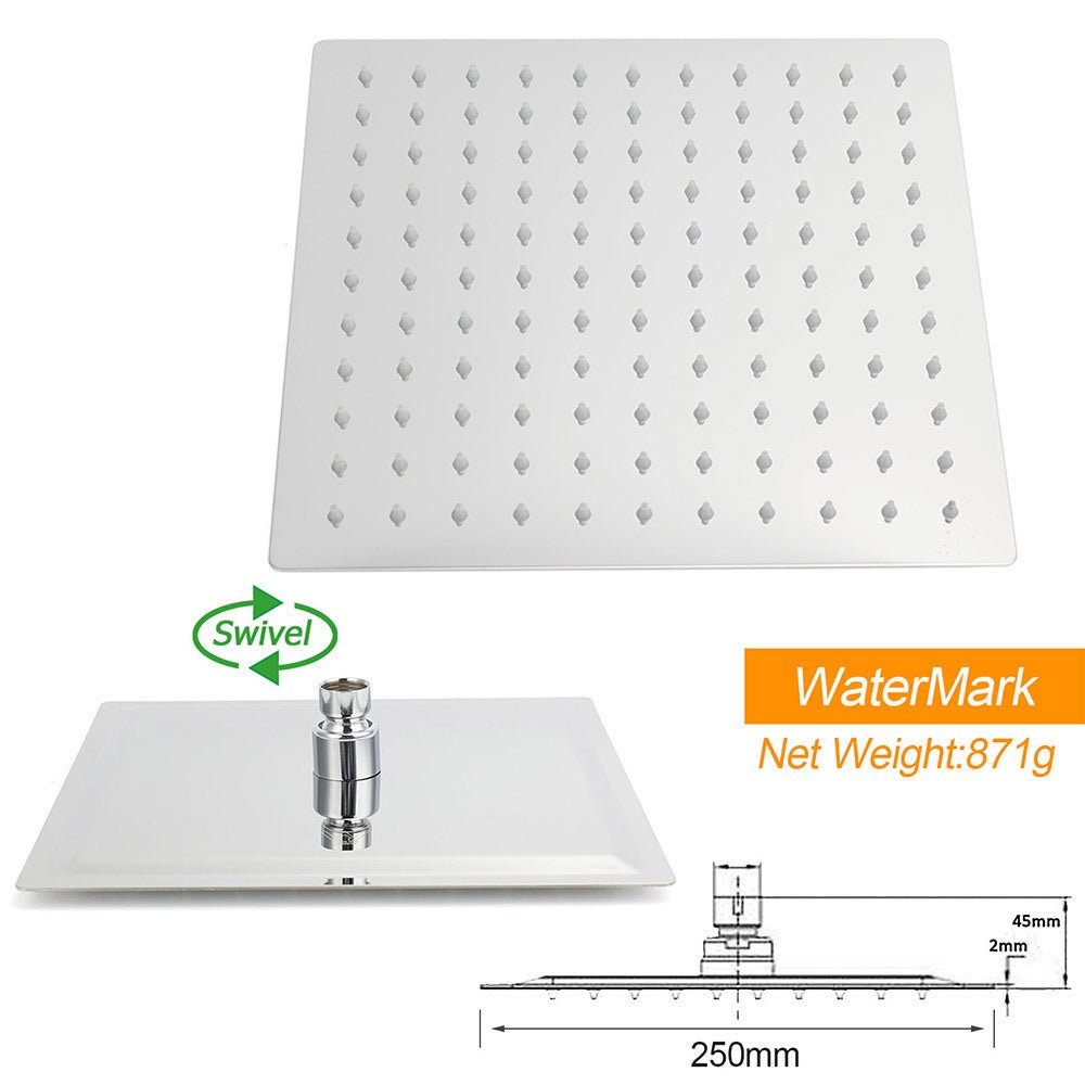 WELS Chrome 8" Dual Square Shower Set Rain Head 3 Modes Handheld Sliding Rail - Furniture > Bathroom > Shower Heads & Screens - Rivercity House & Home Co. (ABN 18 642 972 209) - Affordable Modern Furniture Australia