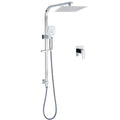 KYLINS 10" Twin Square Rainfall Shower Set 3 Modes Handheld Sliding Rail Mixer - Chrome
