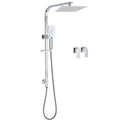 8" Chrome Twin Square Shower Set with Rain Head, 3-Mode Handheld, Sliding Rail & Taps - Chrome