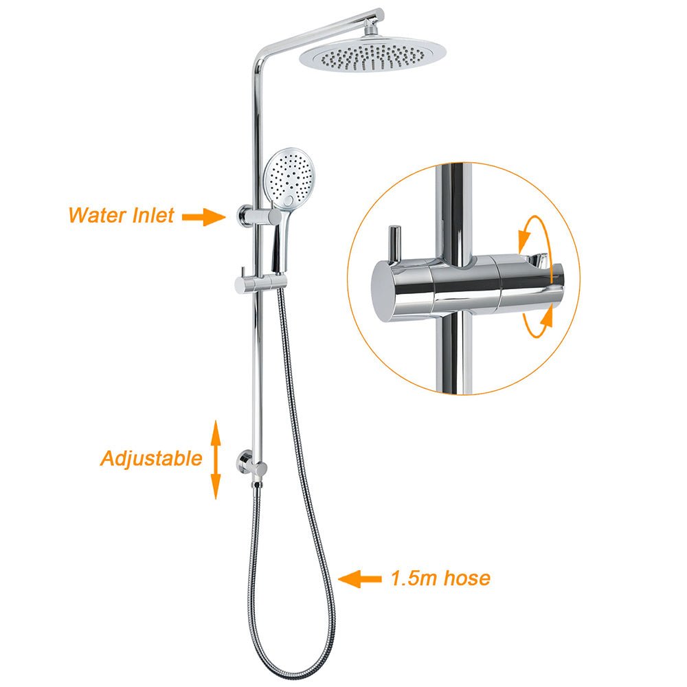 WELS Chrome 9" Plastic Rain Shower Head 3 Modes Handheld Rose Slide Rail Twin Taps - Furniture > Bathroom > Shower Heads & Screens - Rivercity House & Home Co. (ABN 18 642 972 209) - Affordable Modern Furniture Australia